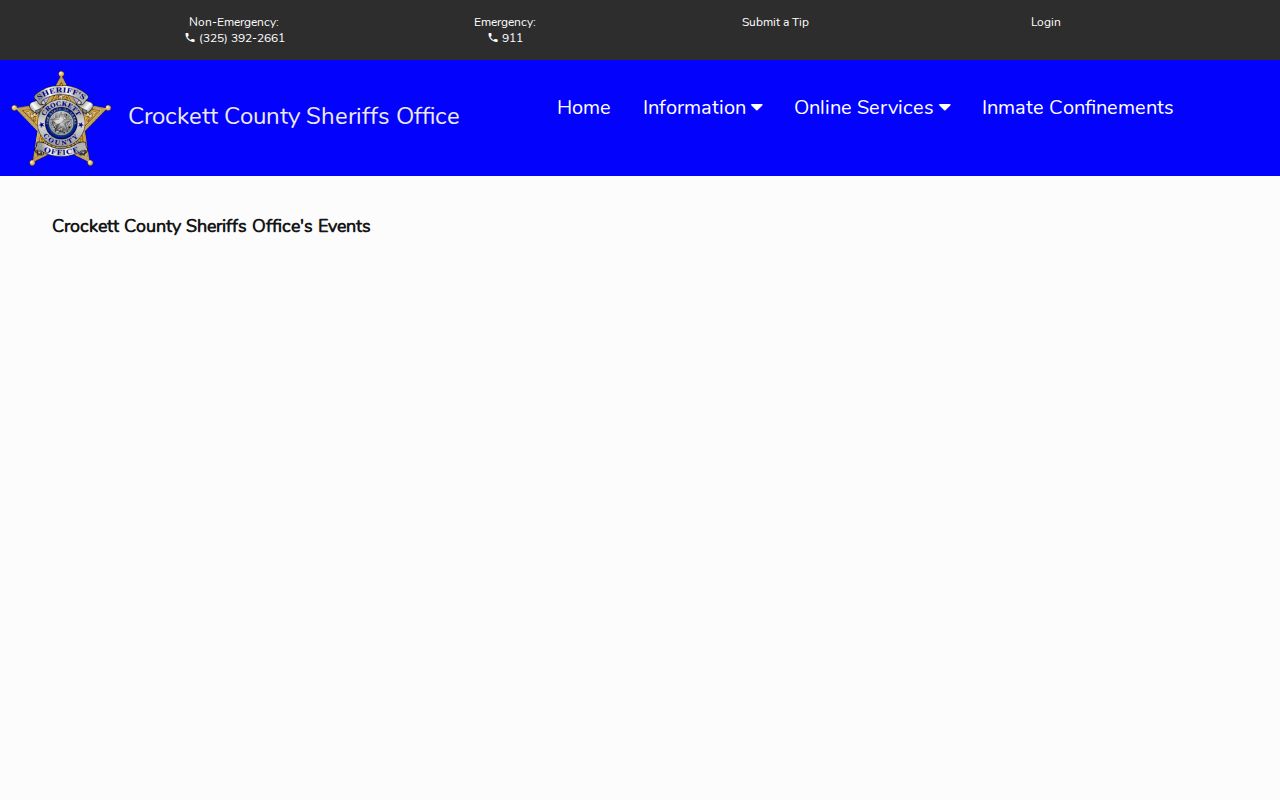 Crockett County warrant public notice context, sheriff events interface