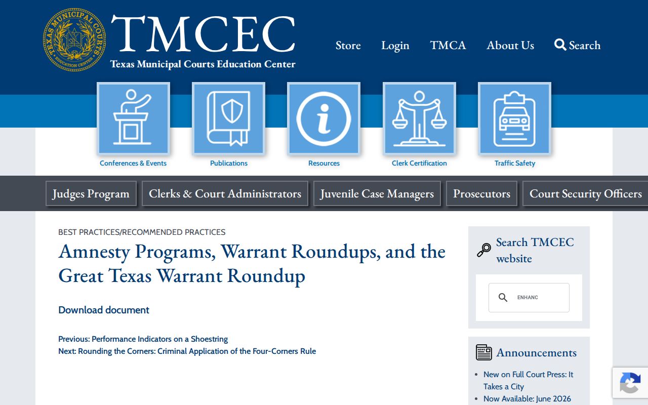 Crockett County warrant roundup context, statewide Texas program overview