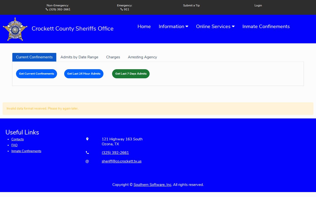 Crockett County warrant check context, sheriff booking search controls
